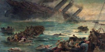 Hemy, Thomas Marie Madawaska; Lest We Forget - The Sinking of the Lusitania; Brecknock Museum and Art Gallery; http://www.artuk.org/artworks/lest-we-forget-the-sinking-of-the-lusitania-178217